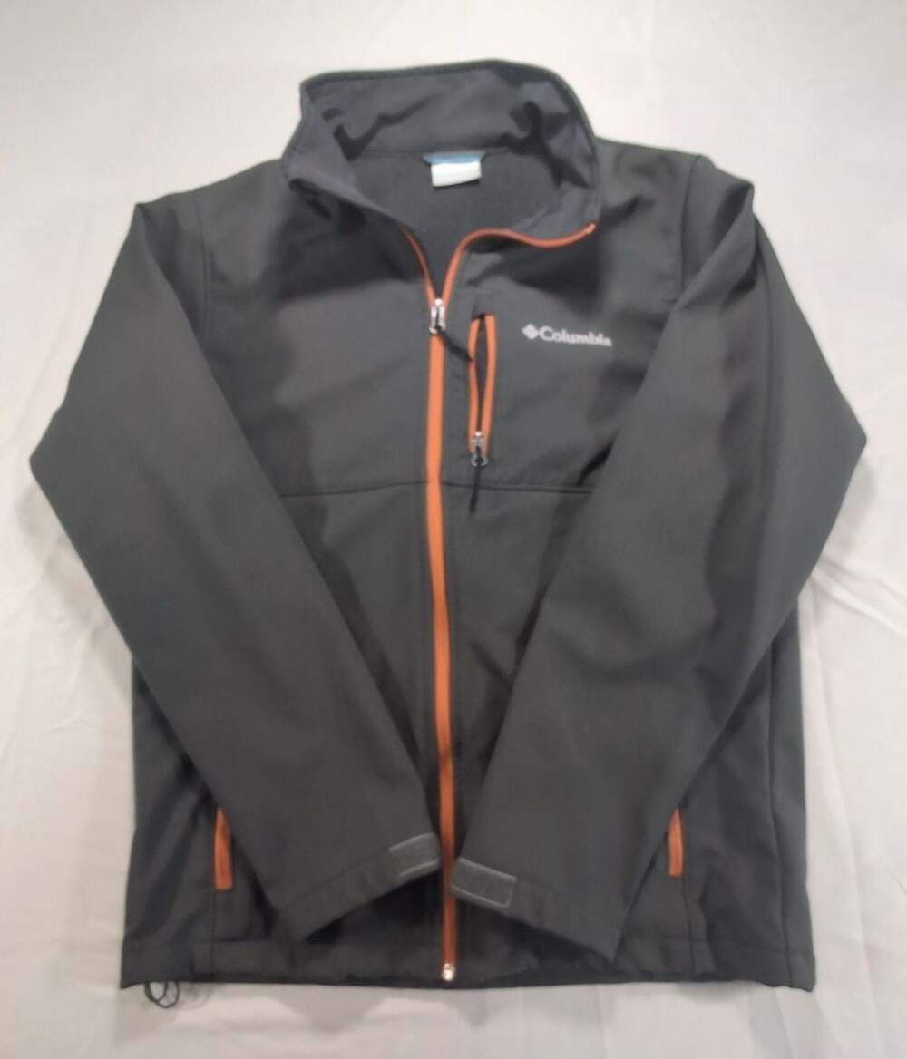 Columbia Sportswear Mens Ascender Softshell Jacket Dark Gray Orange Size M